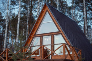 a-frame house in the colorado woods